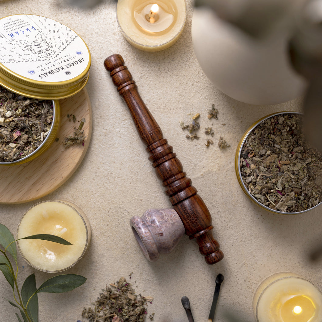 Wooden Pipe with Ceramic Bowl